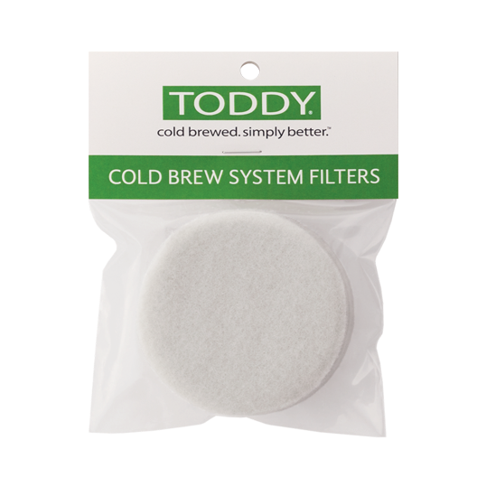close up shot of Toddy cold brew system felt filters in a pack of two