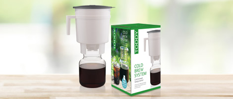 Toddy Cold Brew System on counter with box