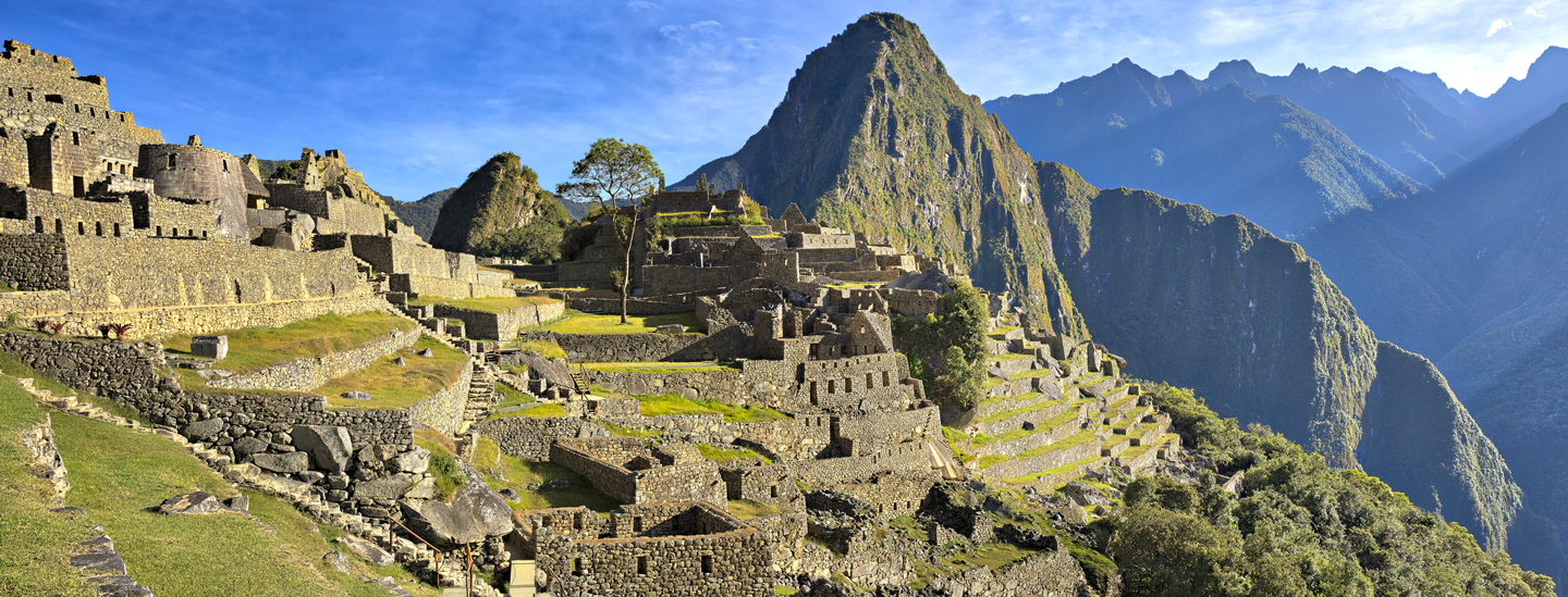 Macchu Piccu Peru with Mountains in background